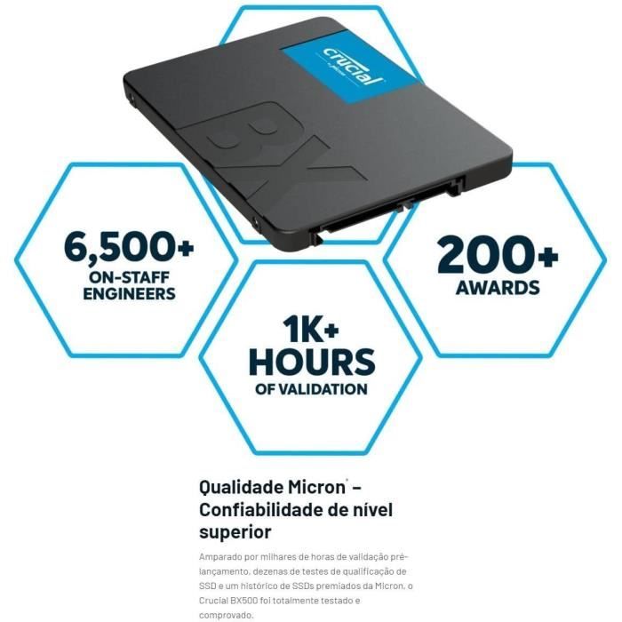 CRUCIAL - Disque SSD Interne - BX500 - 500go - 2,5 pouces (CT500BX500SSD1)