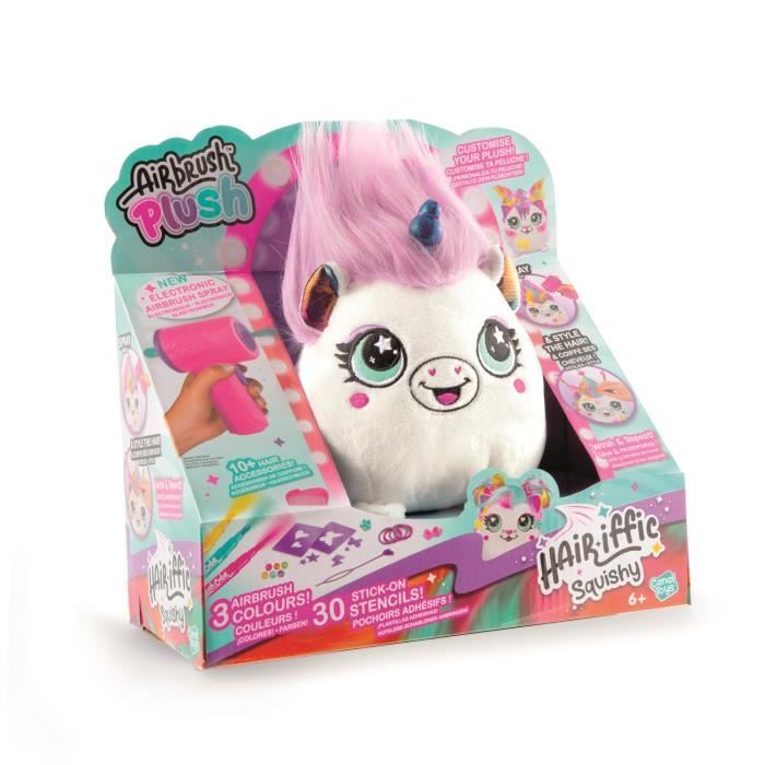 Canal Toys - Airbrush Plush - Peluche Squishy Hair'iffic  a coiffer et décorer avec spray électronique, feutres, -AIR 040- aléatoire