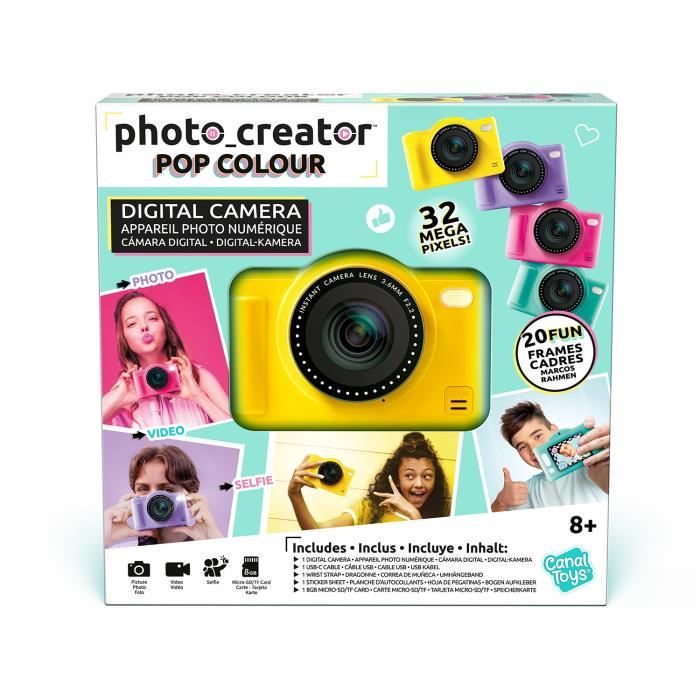 Canal Toys - Photo Creator -Appareil Photo Numérique Pop Couleur Jaune- Avec carte SD 32Go incluse