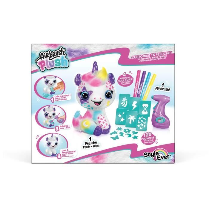 Canal Toys Peluche a personnaliser Licorne - Airbrush électrique avec pochoirs et feutres