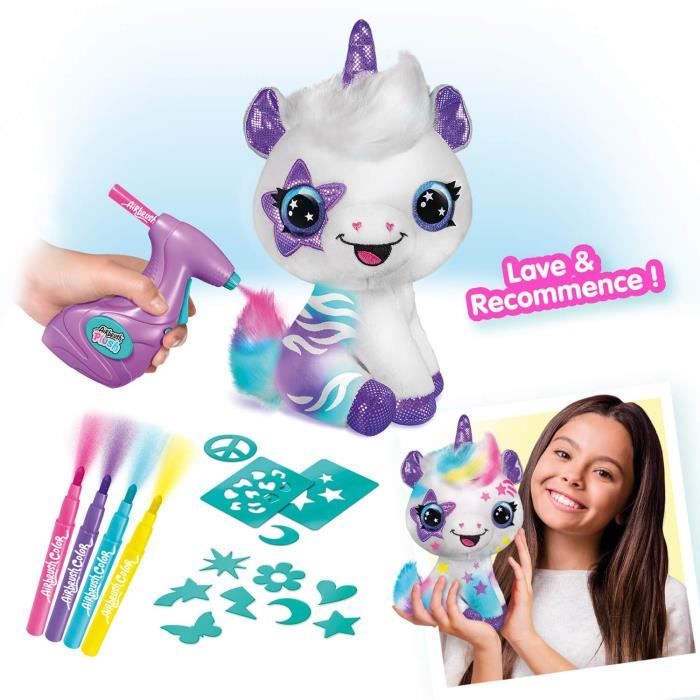 Canal Toys Peluche a personnaliser Licorne - Airbrush électrique avec pochoirs et feutres