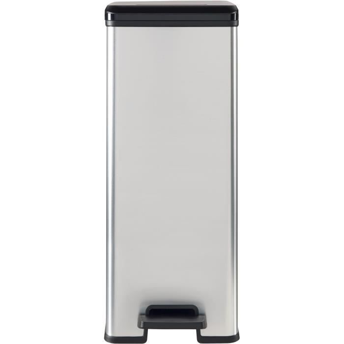 Poubelle Slim - SLIM BIN - CURVER - 40L - Gain de place - 40 x 25 x 61 cm - Gris métallisé