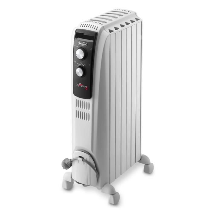 Radiateur bain d'huille Dragon4 DELONGHI - 1500W - 3 allures de chauffe - Technologie Real Energy - Effet cheminée