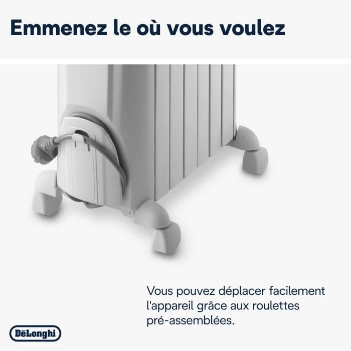 Radiateur bain d'huille Dragon4 DELONGHI - 1500W - 3 allures de chauffe - Technologie Real Energy - Effet cheminée