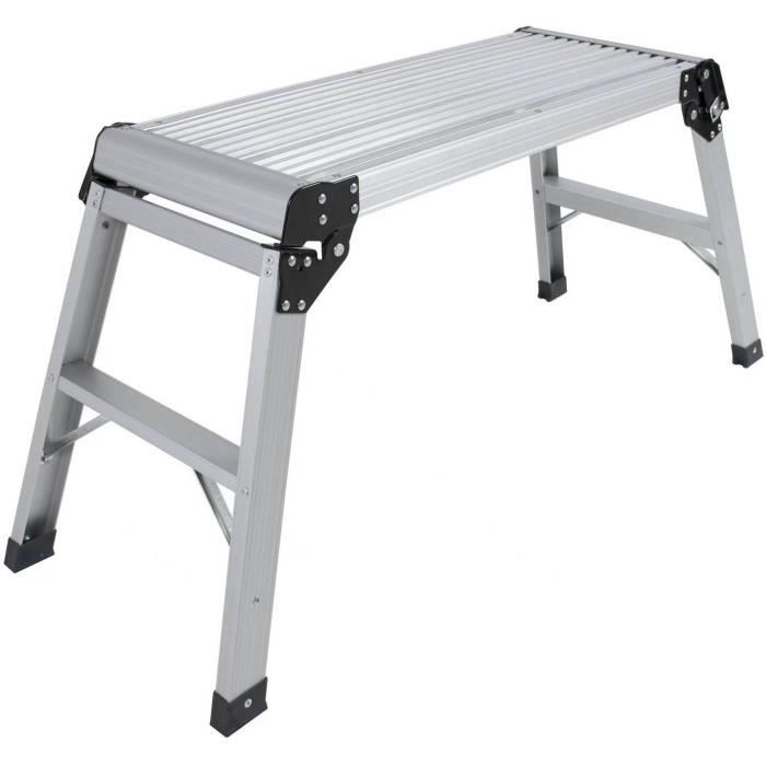 Marche pied en aluminium DEFPRO - Pliable avec pieds antidérapants - Dimensions : 90 x 30 cm - Hauteur : 49,5 cm