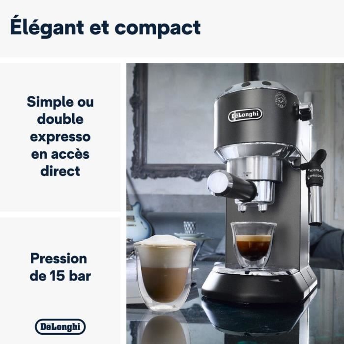 Machine expresso classique - DELONGHI EC685.BK Dedica Style - Noir - Café moulu et dosettes ESE - 15 bars - 1L