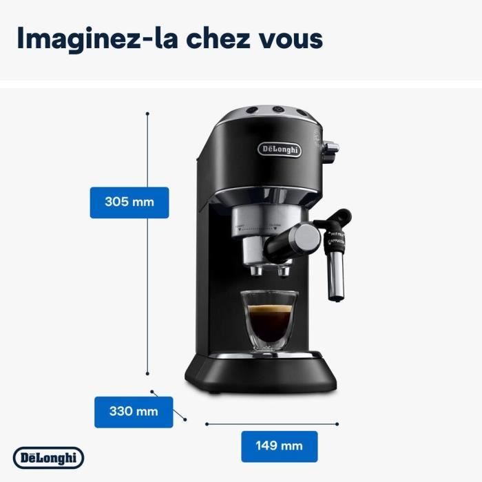 Machine expresso classique - DELONGHI EC685.BK Dedica Style - Noir - Café moulu et dosettes ESE - 15 bars - 1L