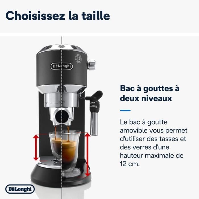 Machine expresso classique - DELONGHI EC685.BK Dedica Style - Noir - Café moulu et dosettes ESE - 15 bars - 1L