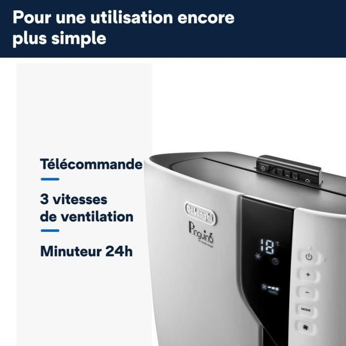 DELONGHI Climatiseur mobile - PAC EX100 SILENT - 2500W - 10000BTU/h - ClassA++ - EER3