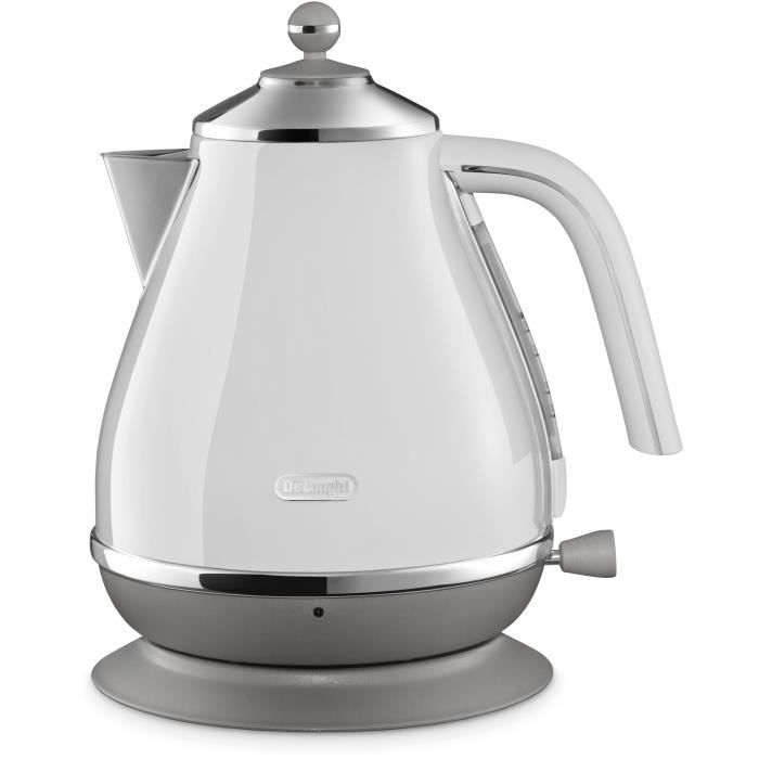 Bouilloire DELONGHI ICONA CAPITALS - 1,7L - Acier inoxydable - Base amovible et pivotante 360° - Filtre anticalcaire - Blanc