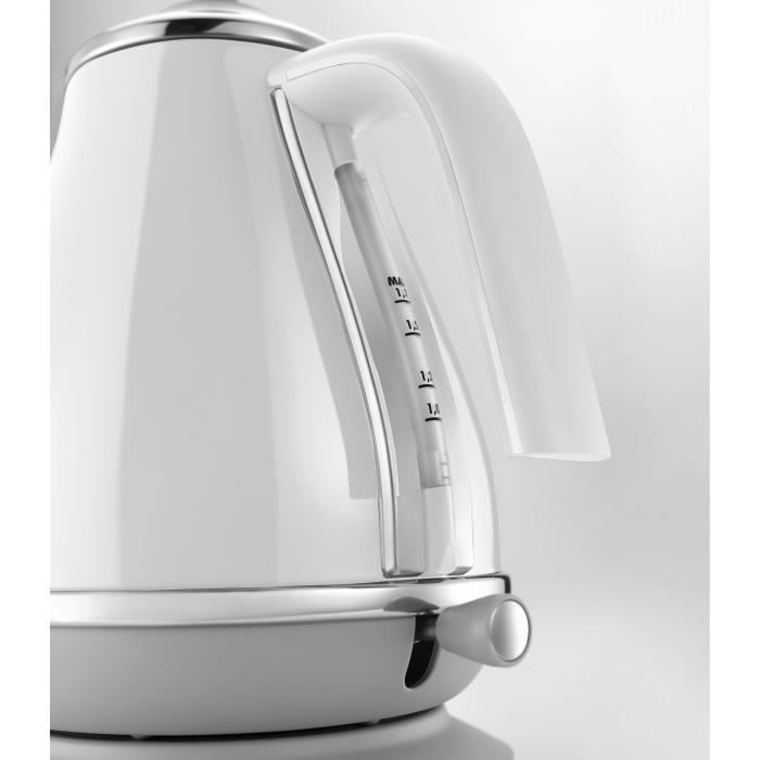 Bouilloire DELONGHI ICONA CAPITALS - 1,7L - Acier inoxydable - Base amovible et pivotante 360° - Filtre anticalcaire - Blanc