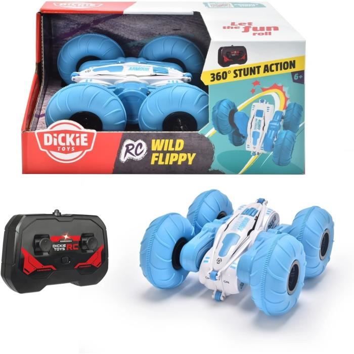 Dickie - Rwild Flippy Radiocommandé - Rotation 360° - Bleu - Dés 6 ans