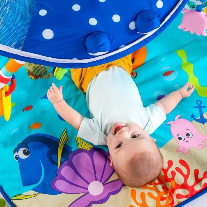 DISNEY BABY Tapis d'Eveil Monde de Némo, Musique et Lumieres, Jouets interactifs, Coussin de support position plat ventre