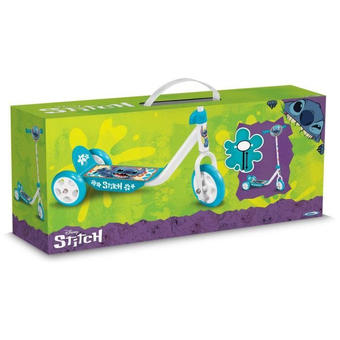 Trottinette 3 Roues - DISNEY - STITCH - Ajustable en hauteur - Large plateau antidérapant - Poignées anti-pincement