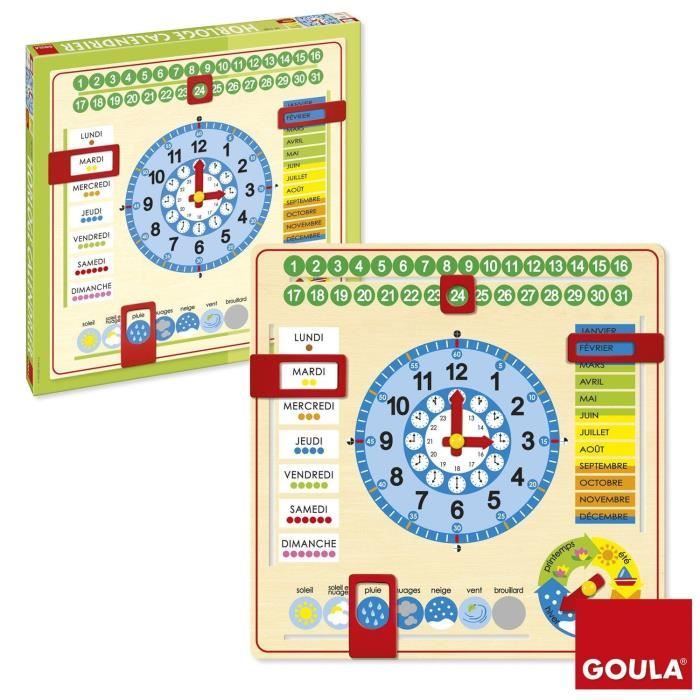 Horloge calendrier - GOULA - Apprentissage des mois, saisons, jours et heures