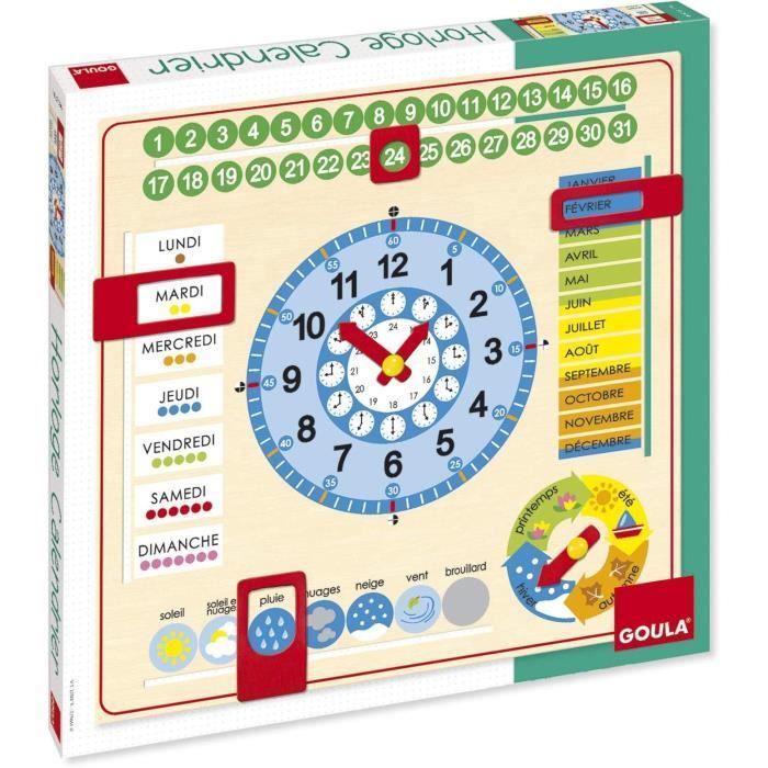 Horloge calendrier - GOULA - Apprentissage des mois, saisons, jours et heures