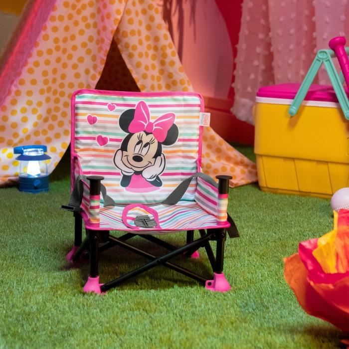 DISNEY BABY Chaise d'appoint Minnie Mouse, réhausseur Pop 'n Sit, intérieur, extérieur, pratique et compacte, pliage rapide, rose