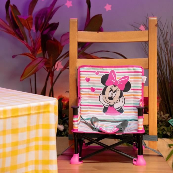 DISNEY BABY Chaise d'appoint Minnie Mouse, réhausseur Pop 'n Sit, intérieur, extérieur, pratique et compacte, pliage rapide, rose