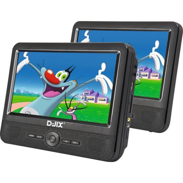 Lecteur DVD portable DJIX PVS906-50SM 9 - Double écran - Autonomie 2h - Noir