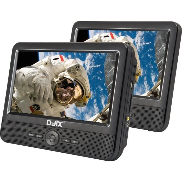 Lecteur DVD portable DJIX PVS906-50SM 9 - Double écran - Autonomie 2h - Noir