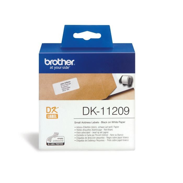 Etiquettes adresses BROTHER P-TOUCH DK-11209 - 29x62mm - 800 étiquettes