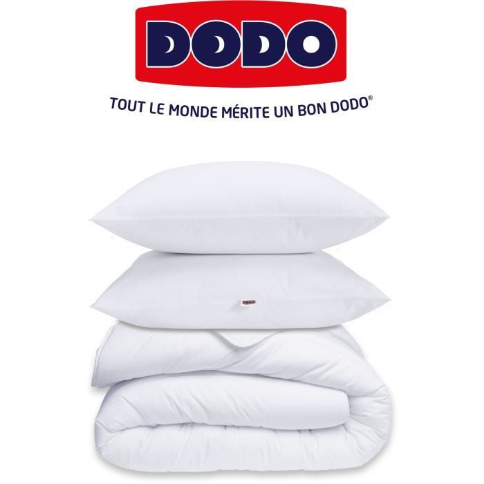 Pack couette 220x240 cm + 2 oreillers 60x60 cm + 2 proteges oreillers 60x60 cm - garnissage 100% Polyester - 350g/m² - blanc - DODO