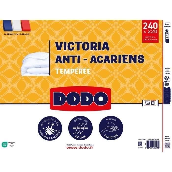 DODO Couette tempérée 300gr/m² anti-acarians VICTORIA 220x240 cm blanc