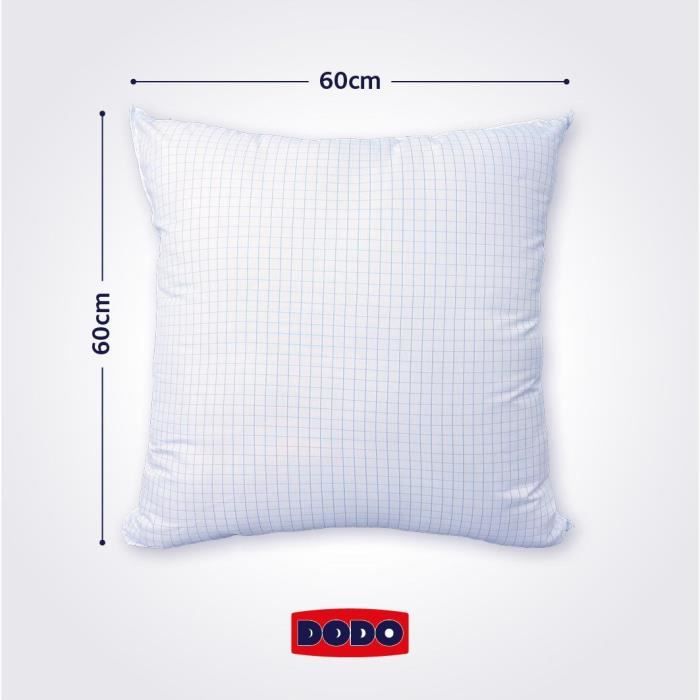 Oreiller médium DODO 60x60 cm - Protection anti punaise, anti acarien - 550 gr - Blanc - Fabriqué en France