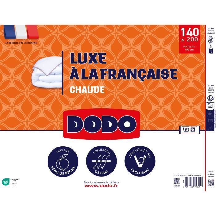 DODO - Couette - Luxe a la Française - 140 x 200 cm - 350g/m² - VOLUPT'AIR - Blanc