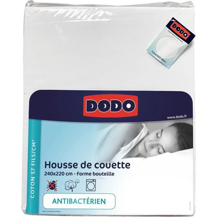 Housse de couette DODO - 240x220 cm - Coton - Antibactérien - Blanc