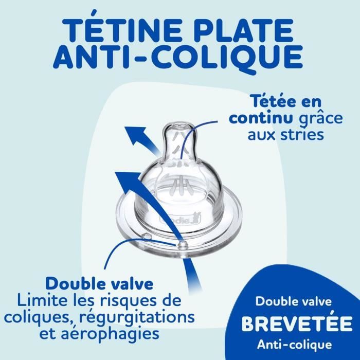 Dodie Lot de 3 Biberons Anti colique Sensation+, Fille, 330 ml, +6 Mois, Tétine Plate, Débit 3