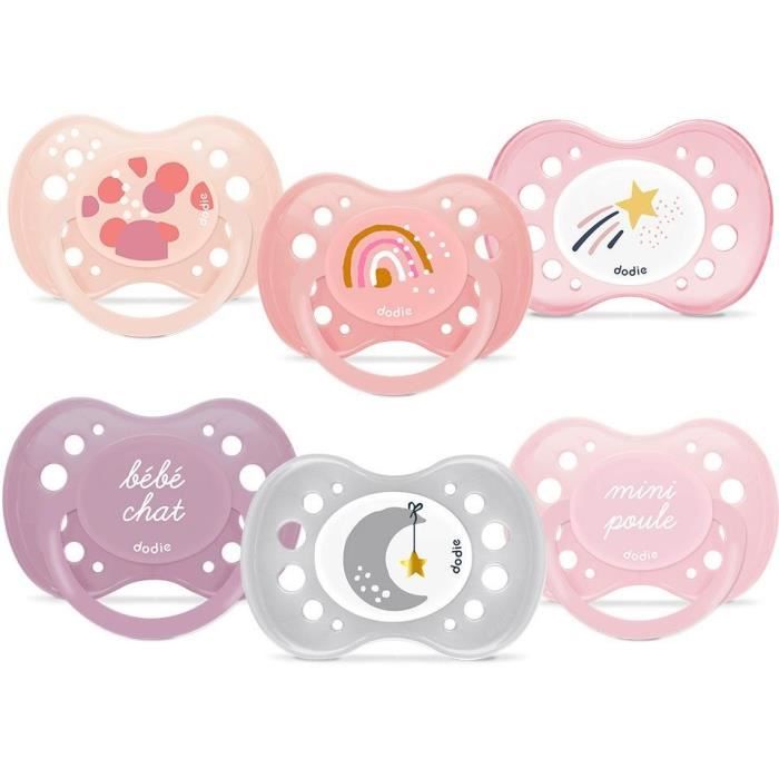 Lot de 6 sucettes - DODIE - +18 mois - Fille