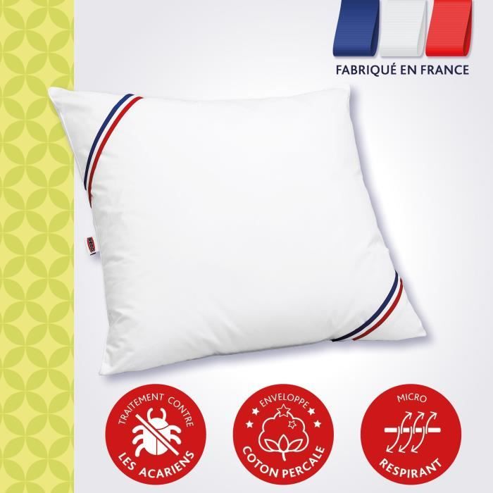 DODO Oreiller Duvet Oie MORZINE Anti-Acariens 65x65cm blanc