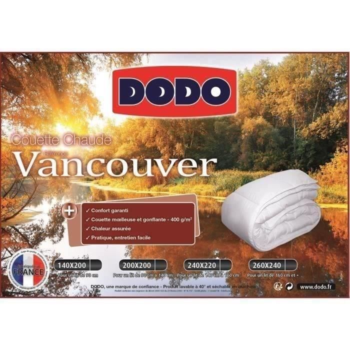 Couette chaude Vancouver - 220 x 240 cm - 400gr/m² - Blanc - DODO