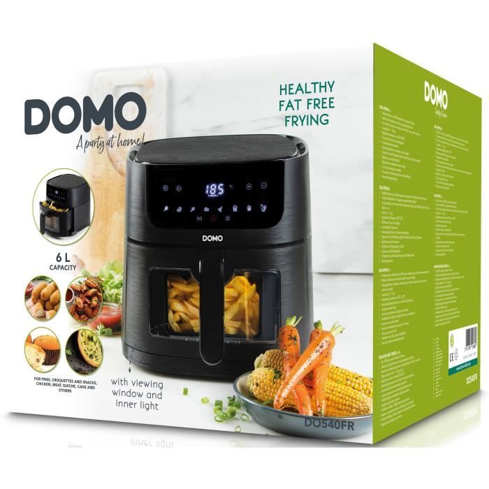 Friteuse a air chaud - DOMO - DO540FR - 6L - Ecran digital - 8 programmes - Deli-Fryer