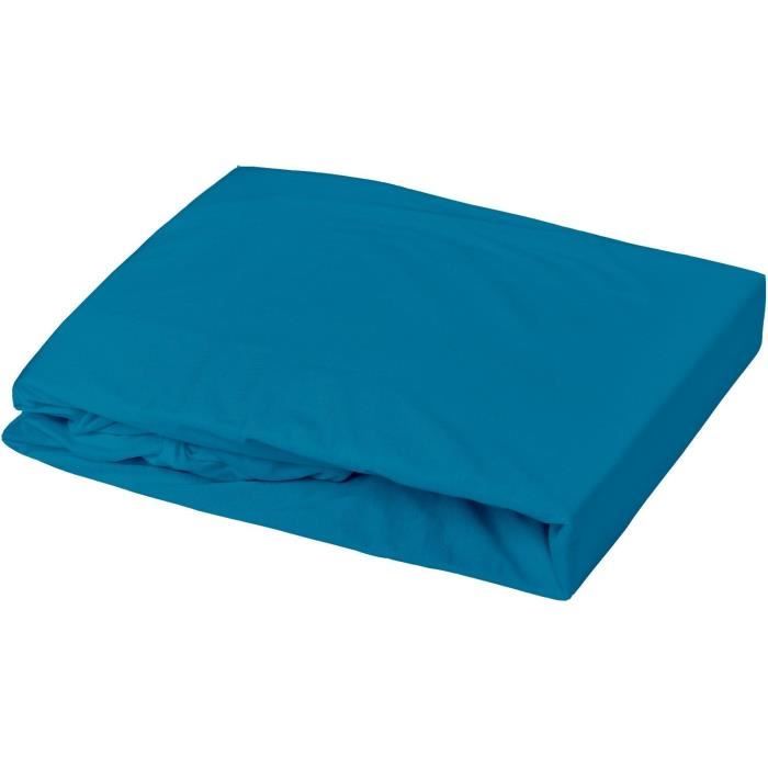 DOMIVA Drap housse + Alese Uni - 100% Coton - oeko-Tex - Blanc/Canard - 60 x 120 cm