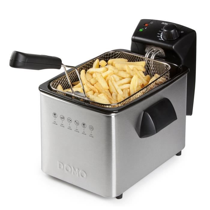 Friteuse - DOMO - 4L - 3000W - Température variable - Puissance électrique - Contenance