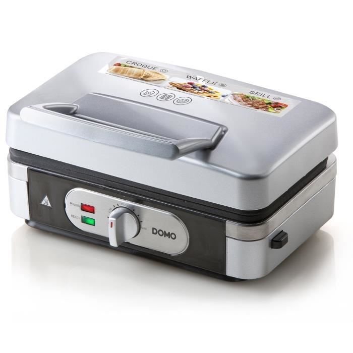 Gaufrier multifonction DOMO DO9136C - Inox - 1000W - 3 jeux de plaques