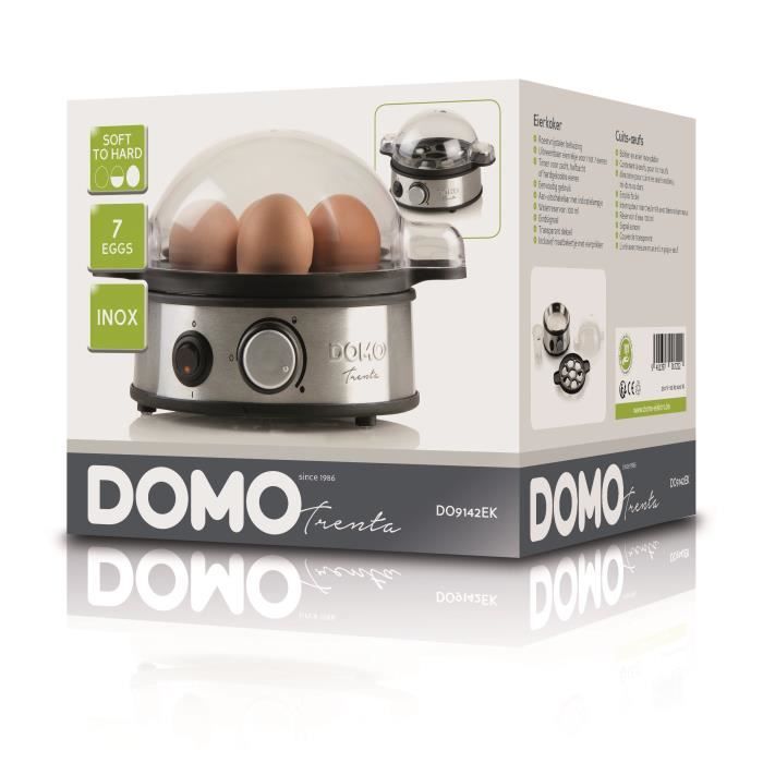 Cuiseur a oeufs DOMO - 400W DO9142EK - Indicateurs - Acier inoxydable - Jusqu'a 7 oeufs