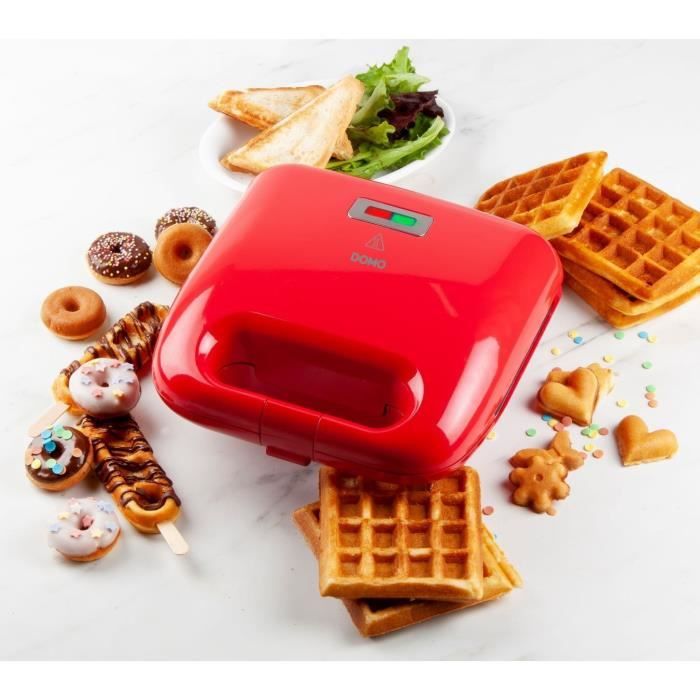 DOMO - DO9242W - Appareil a croque monsieur - 5 en 1 - 5 jeux de plaques anti-adhésives interchangeables - 750W