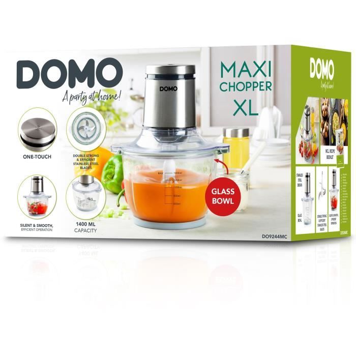 Hachoir Maxi - DOMO - DO9244MC - 400 W - 1400 ml - Lames en acier inoxydable - Bol gradué