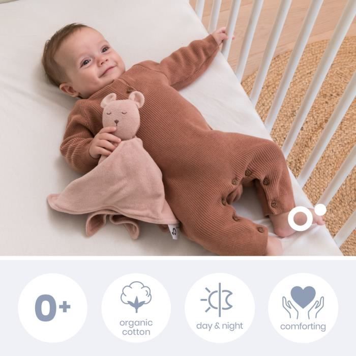 doomoo Doudou Bébé You&Me - Doudou Réversible et Réconfortant - Fourni avec 2 Corps pour Transporter l'Odeur du Parent, Rose