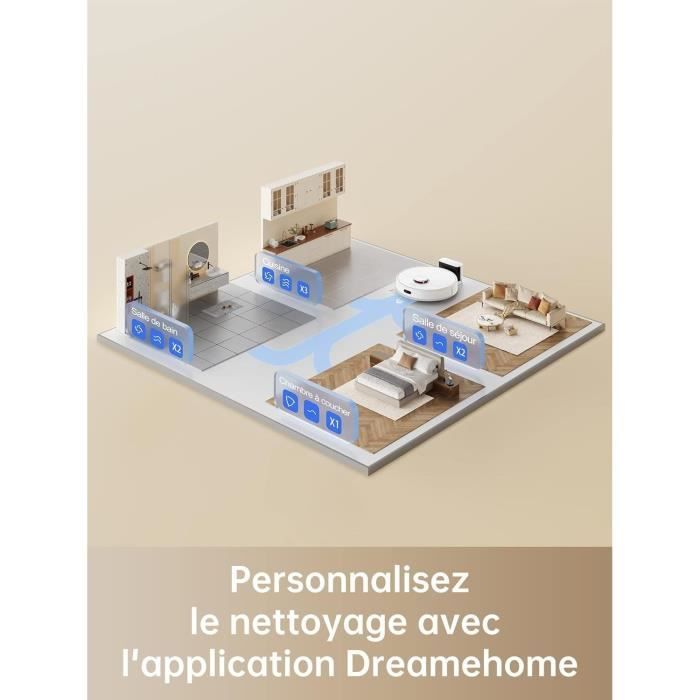 DREAME D9Max White - Aspirateur Robot Laveur 2 en 1 - Navigation LDS Intelligente Laser - 4 000Pa - Cartes pour sols Multiples