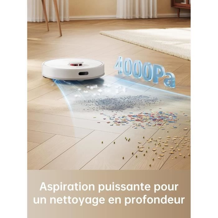 DREAME D9Max White - Aspirateur Robot Laveur 2 en 1 - Navigation LDS Intelligente Laser - 4 000Pa - Cartes pour sols Multiples