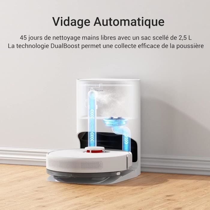 Dreame D10 Plus - Robot Aspirateur Laveur avec Vidange Automatique Poussiere - Stock jusqu'a 90 Jours de Poussiere- Navigation LiDAR