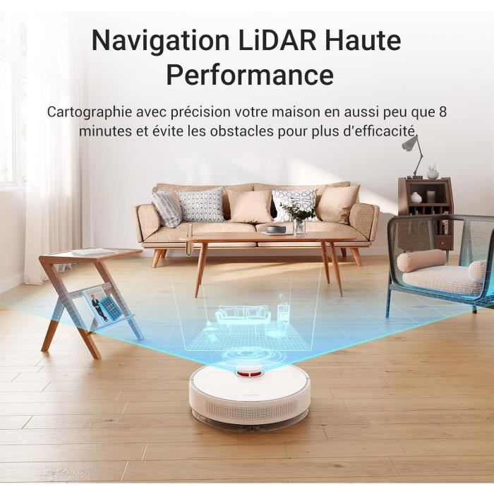 Dreame D10 Plus - Robot Aspirateur Laveur avec Vidange Automatique Poussiere - Stock jusqu'a 90 Jours de Poussiere- Navigation LiDAR