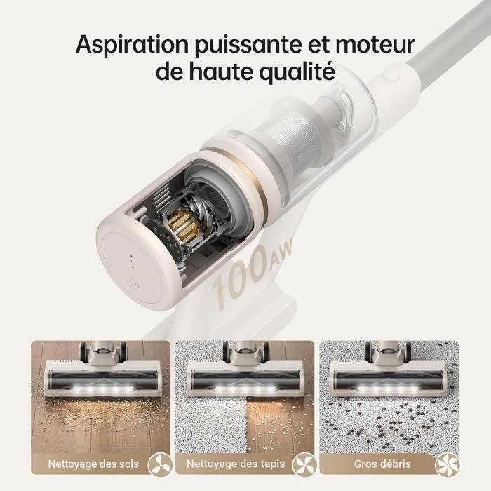 Dreame U10 - Aspirateur Balai sans fil - 100 AW aspiration - 40 min autonomie