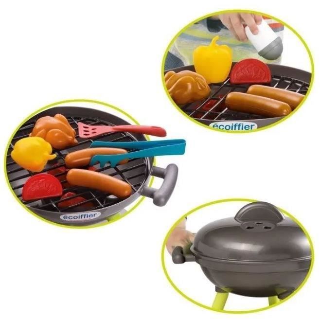 Jouets Ecoiffier - Barbecue Charbon + 16 Accessoires - Outillage de Jardin pour Enfants - Fabriqué en France