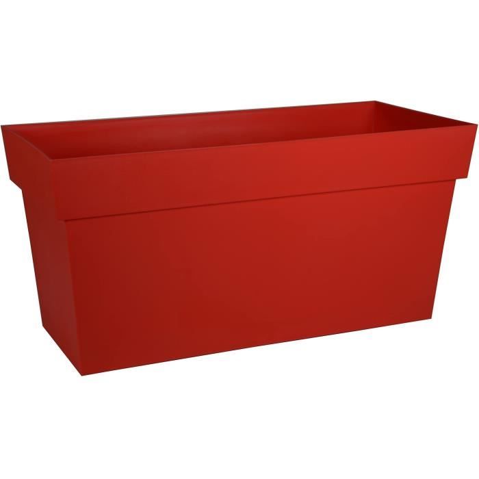 EDA Jardiniere avec roulettes Toscane - 79 x 35 x H 39 cm - 74 L - Rouge rubis