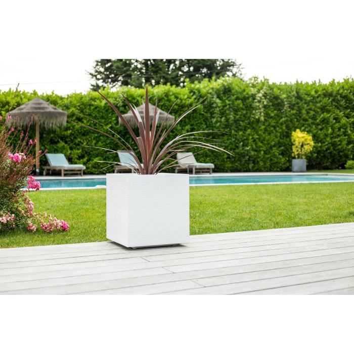 EDA Pot carré Graphit - 39 x 39 x 43 cm - Contenance 31L - Blanc cérusé